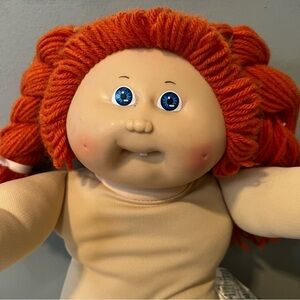 Vintage 1980’s Cabbage Patch Kids Tooth Orange Red Hair Blue Eyes Girl Doll ‘85